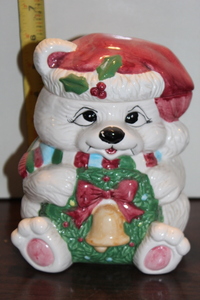 lot 9754 image: Christmas Bear Cookie Jar