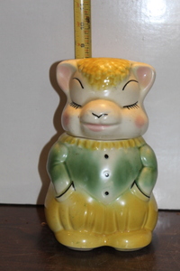 lot 9862 image: Antique Lamb Cookie Jar GreenYellow