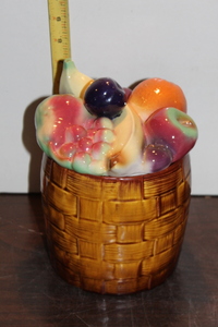 lot 9873 image: Vintage Fruit Basketweave Cookie Jar