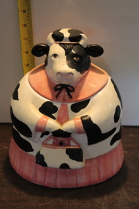 lot 9889 image: Clay Art Sunday Best Cow Cookie Jar