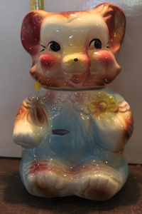 lot 9897 image: USA Bear in Blue Overalls Cookie Jar