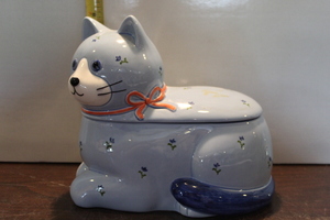 lot 9902 image: Otagiri Japan Blue Cat Cookie Jar