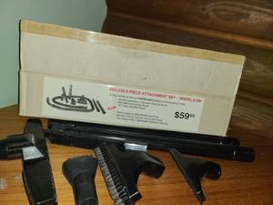 lot 1007 image: Deluxe 8 pcs. vacuum attachment set. Model 8 DH. Missing the Hose
