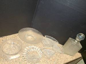 lot 1028 image: Bric N Brac. Miscellaneous Glass....Candy Dishes and Liquor Decanter