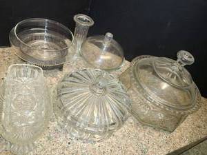 lot 1030 image: Miscellaneous Glass. Candy Dishes, Butter Dishes, and other miscellaneous items