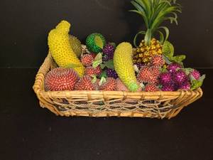 lot 1047 image: Basket full of Plastic Rhinestone Fruit