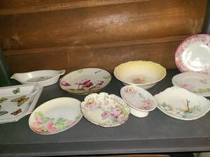 lot 1081 image: 10 Pcs. Floral China. Various Sizes and Shapes