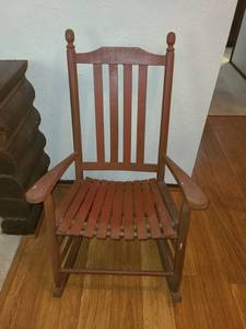 lot 1106 image: Wooden Rocking Chair. 43 tall x 25 wide