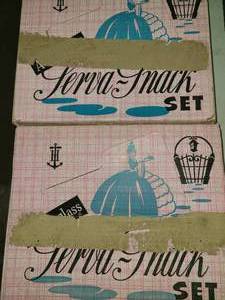 lot 1128 image: Serva Snack Plates with cups. 4 sets in each box. Total of 8 sets