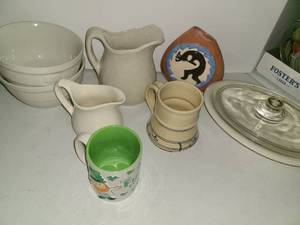 lot 1164 image: Pottery Random Pitchers, Bowls, vase, and other miscellaneous