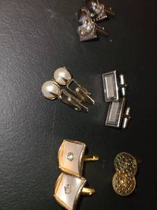 lot 1507 image: Cuff Links and Tie Clips. Costume Jewelry 5 sets of Links and 4 Tie Clips