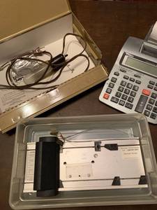 lot 2102 image: A credit card reader, a box lights and a Casio HR 150 adding machine