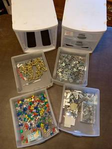 lot 2117 image: 2 Small three drawer 7 x 7 storage with contents
