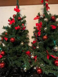 lot 2130 image: Christmas trees 2 pc with decor
