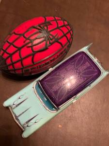 lot 2183 image: Battery operated car and Spiderman football