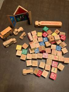 lot 2186 image: Wooden blocks and toys