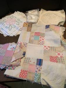 lot 2208 image: Miscellaneous unfinished embroidery and quilting projects