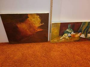 lot 3045 image: 2 Art Pieces on Canvas.