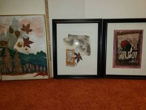 lot 3047 image: 3 Framed Collages by Judy Dove