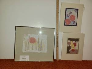 lot 3052 image: 3 Art Pieces Formed Paper Art by Judy Dove