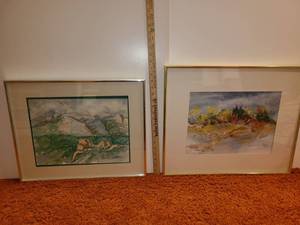 lot 3055 image: 2 Framed Art Pieces Water Colors