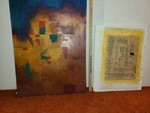 lot 3056 image: 2 Art Pieces on Canvas