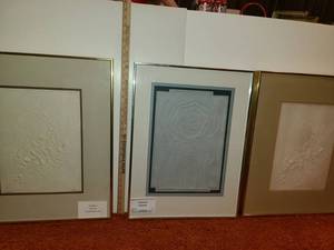 lot 3071 image: 3 Framed Cast Paper Art Decor