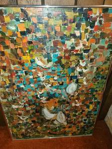 lot 3088 image: Large Abstact with Oil 35 x 24.5