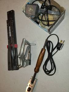 lot 3097 image: Artist Supplies. Stapler STANLEY BOSTITCH, PARAWAXER, and TACKING IRON.