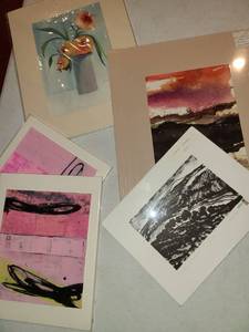 lot 3148 image: 5 pcs. of Various Art. Lithograph, Abstract. Acrylic on paper