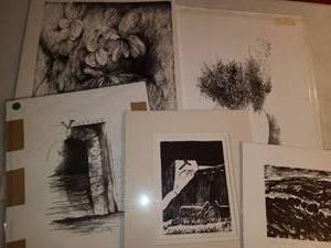 lot 3150 image: 5 pcs. of Lithograph and Pencil Drawings