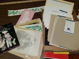 lot 3209 image: Box of Stencils, Paper Samples, Blank Paper and Foam Board