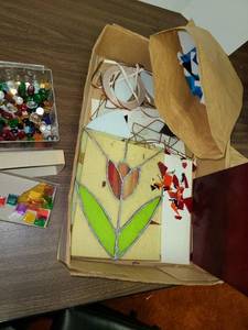 lot 3228 image: Stain Glass Pieces. Various Glass pieces