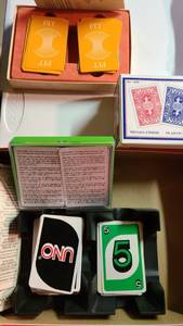 lot 3430 image: Card Games . Uno, 6 deck of cards and Pitt Games