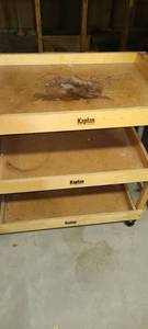 lot 3460 image: Wooden Cart on Wheels. 33 x 32 x 21