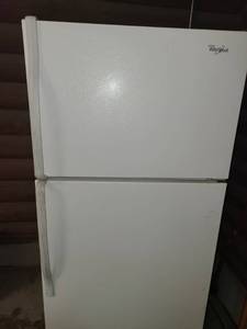 lot 4000 image: Refrigerator. WHIRLPOOL Upright Freezer on top. WORKS 63 tall x 28 wide x 32 deep