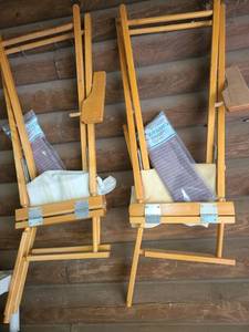 lot 4042 image: Directors Chairs. 2 Large Sized Chairs with New Seat Covers