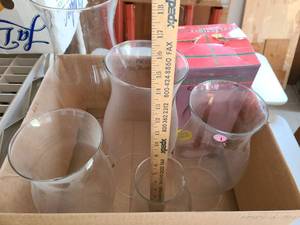 lot 4073 image: Glass GLOBES . Tallest is 16, 14, 2  12 , and the smallest is 8.5