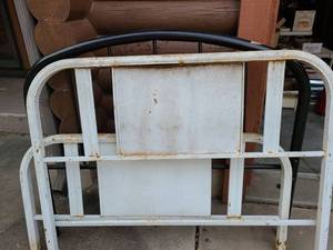 lot 4126 image: Two Full Size Head Boards 1 Foot Board and both have Railings. The White one is rusty