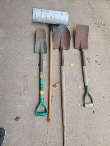 lot 4128 image: Shovels. 3 Dirt Shovels and 1 Snow Shovel