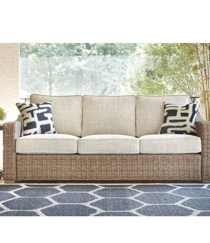 sandestria beige outdoor sofa with cushion by havenside home