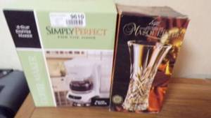 lot 9610 image: COFFEE MAKER AND CRYSTAL VASE