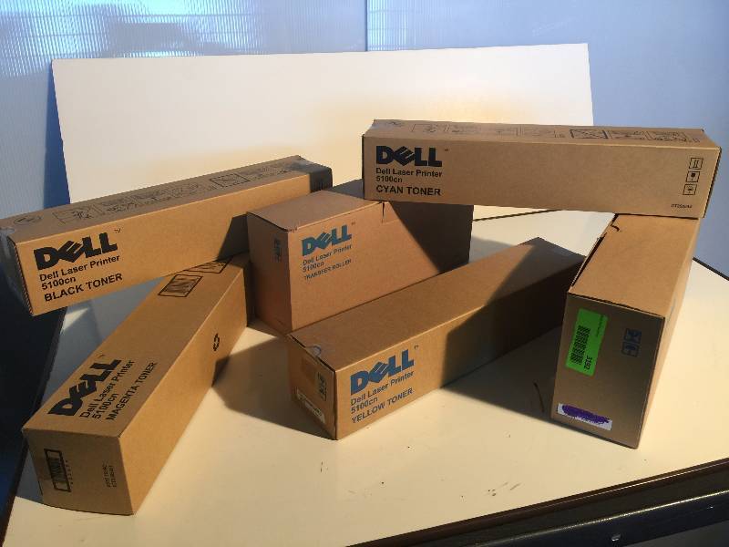lot 3192 image: lot of dell 5100cn laser printer toner  transfer roller