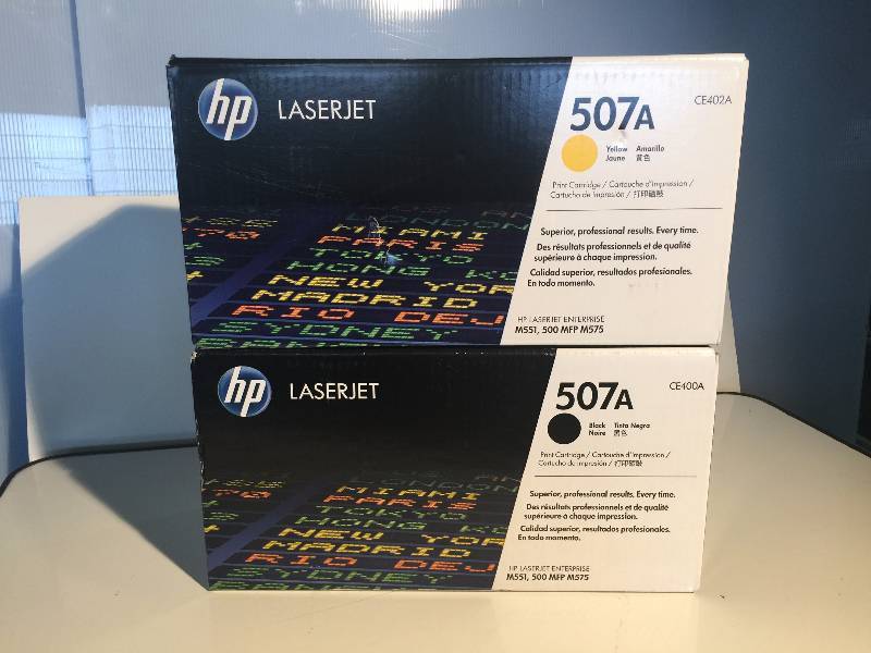lot 3219 image: lot of 2 hp laserjet 507A toner (CE402A)(CE400A)