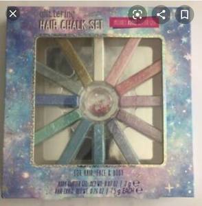 lot 23105 image: Glittering Hair Chalk Set 12 Colors. For Hair, Face & Body. Sealed