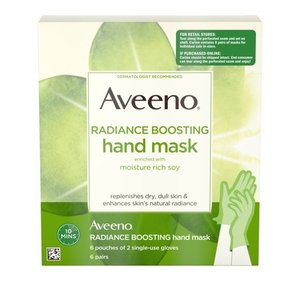 lot 23130 image: Aveeno Radiance Boosting Hand Mask with Soy, 6 Pairs of Gloves