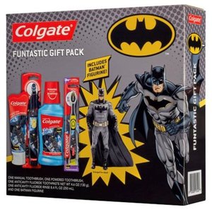 lot 23170 image: Colgate Kids Toothbrush, Toothpaste, Mouthwash, and Kid Toy Set, Batman