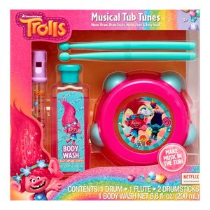 lot 23227 image: DreamWorks Trolls 4-Piece Musical Tub Tunes Bath Set with Drum and Flute