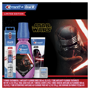 lot 23228 image: Crest & Oral-B Kids Star Wars Premium Holiday Gift Pack with Power Toothbrush, 4.2 Oz Toothpaste, 16.9 Fl Oz Mouthwash and Floss