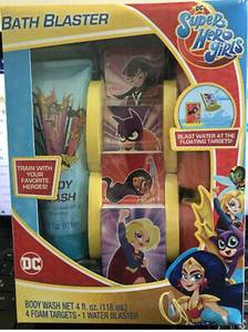 lot 23294 image: Dc Comics Super Hero Girls Water Bath Blaster  4 Foam Targets  Body Wash